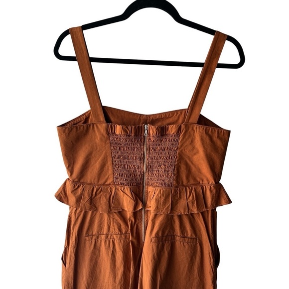 Sea New York O’Keefe Corset Ruffle Wide Leg Cropped Jumpsuit Burnt Orange 10 - Picture 5 of 13